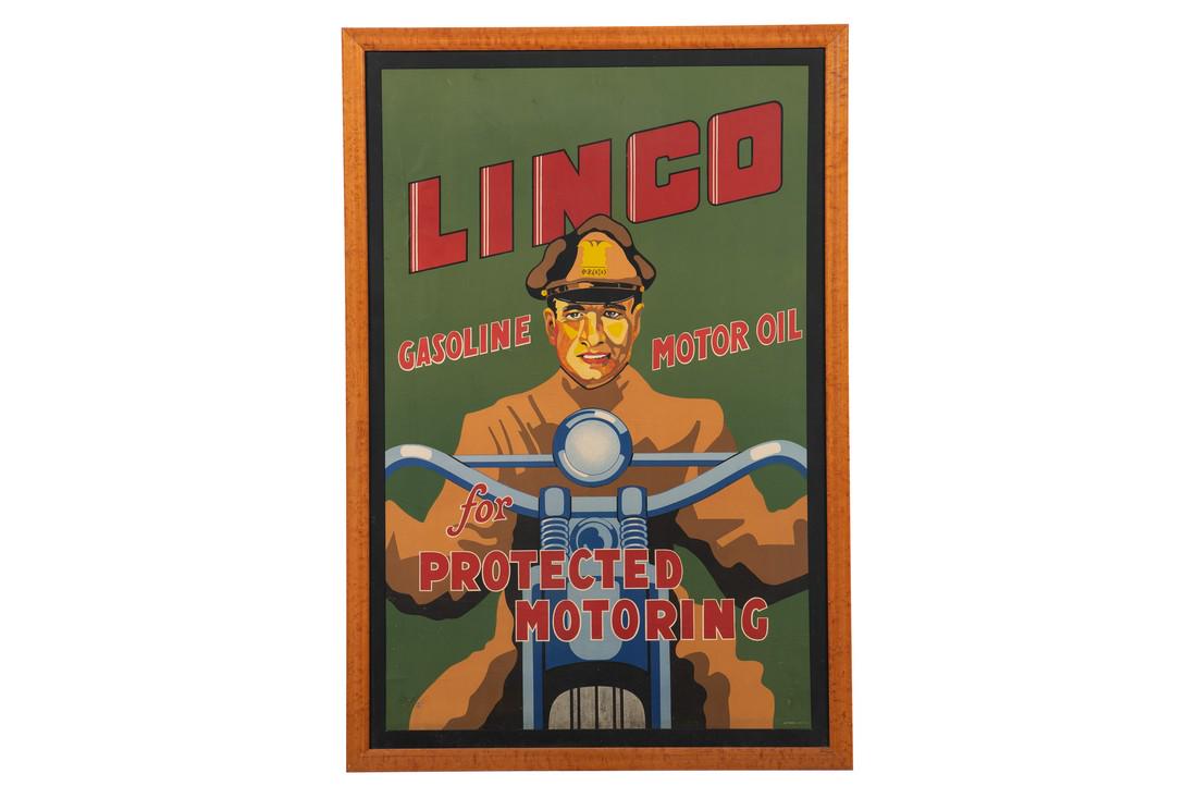 Rare Linco Motorcycle Gasoline Framed Advertisment (1 of 7)