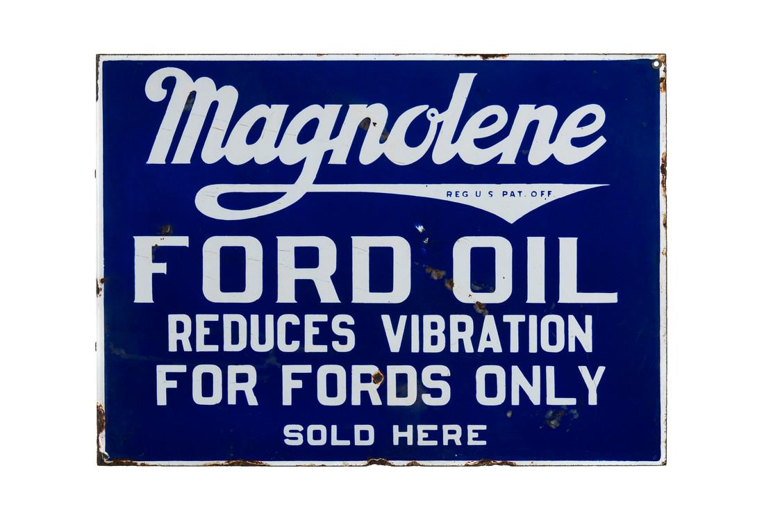 Magnolene Ford Oil Porcelain Flange Sign (1 of 4)