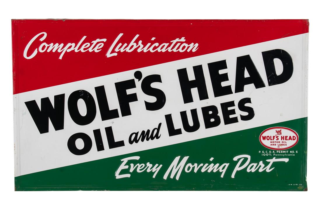 Wolf's Head Motor Oil Tin Sign (1 of 4)