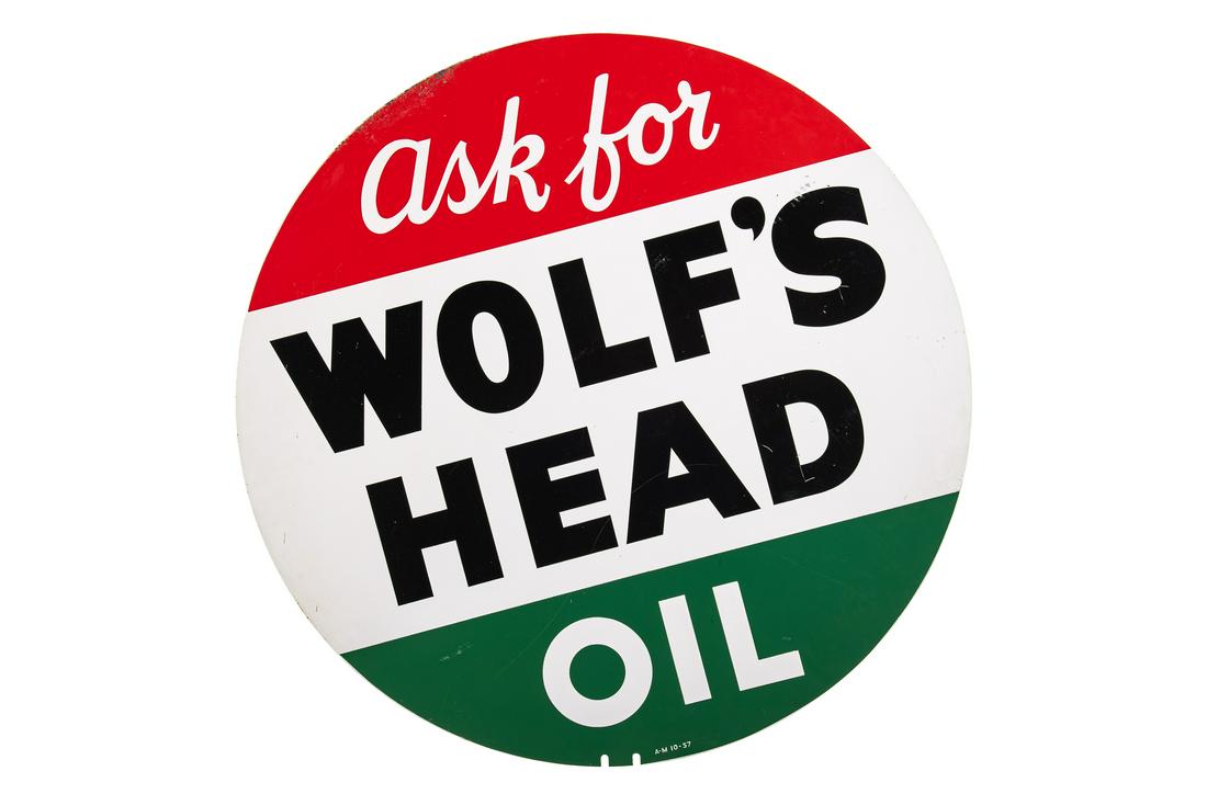 Wolf's Head Motor Oil Tin Sign (1 of 2)