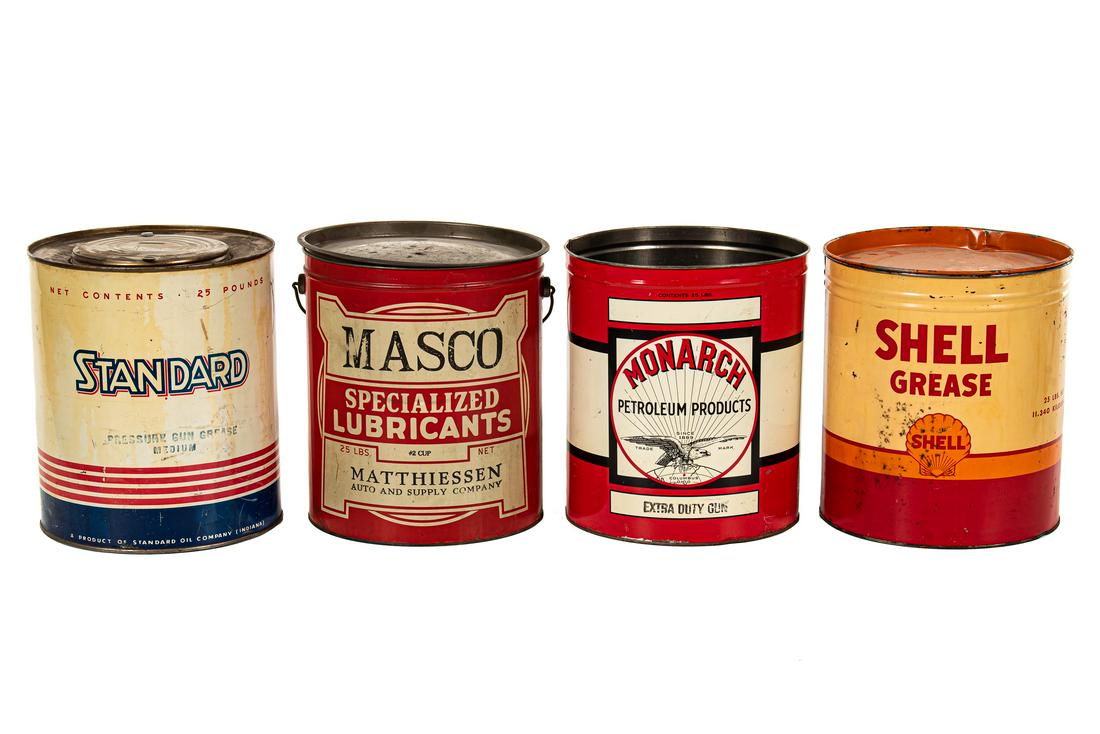 Lot Of 4 Various 25lb Grease Cans (1 of 2)