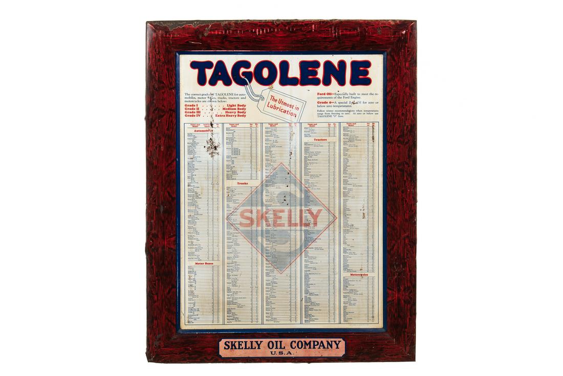 Rare Skelly Tagoline Motor Oil Tin Sign (1 of 5)