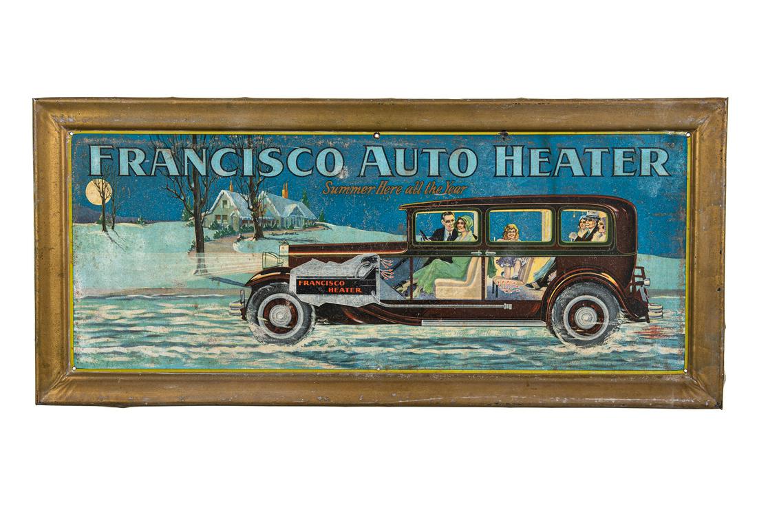 Early Francisco Auto Heater Tin Sign (1 of 4)