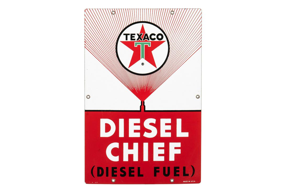 Texaco Diesel Chief Porcelain Gas Pump Plate (1 of 2)