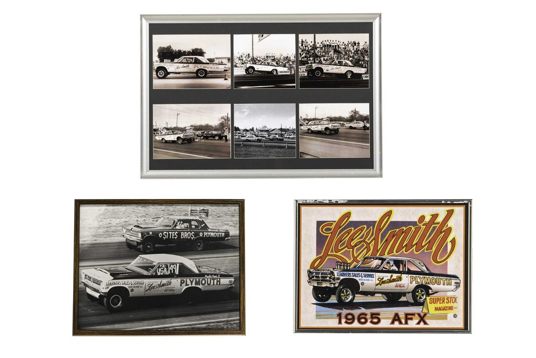 Lot Of 3 Framed Lee Smith Drag Racing Memorabilia (1 of 4)