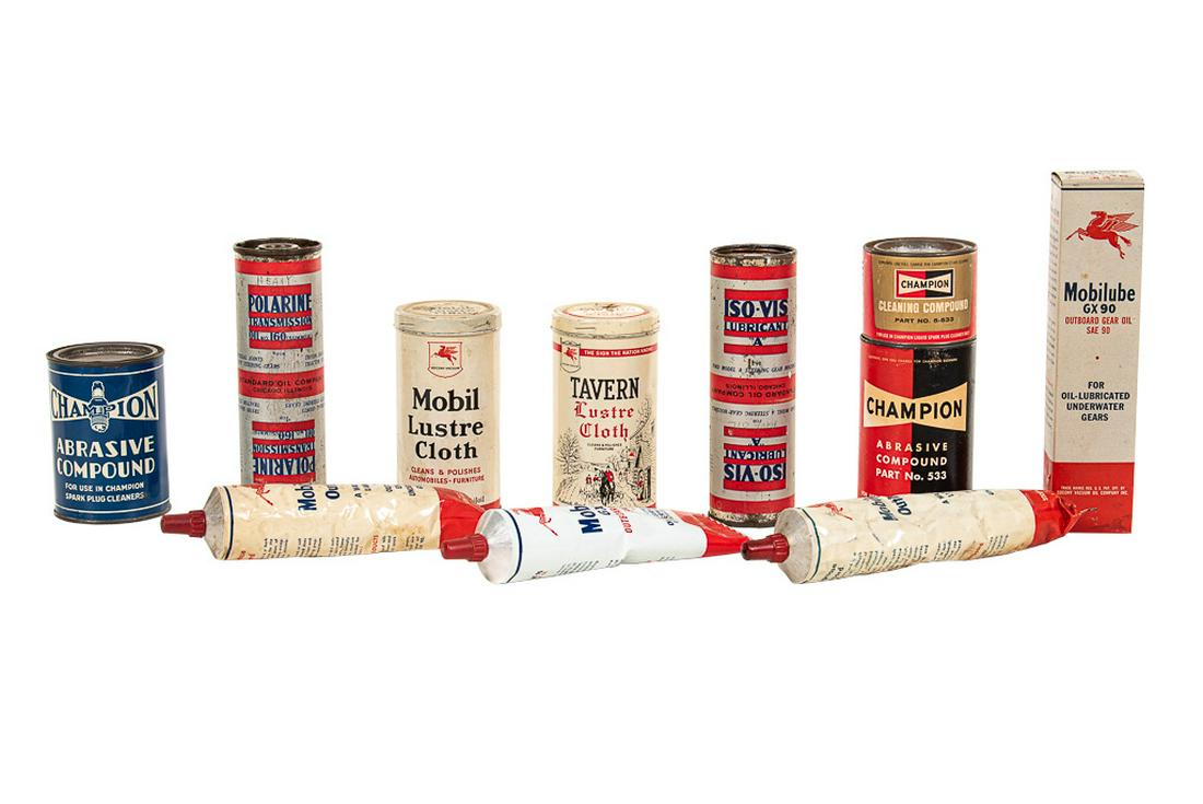 Lot Of 11 Miscellaneous Mobil & Champion Cans (1 of 1)