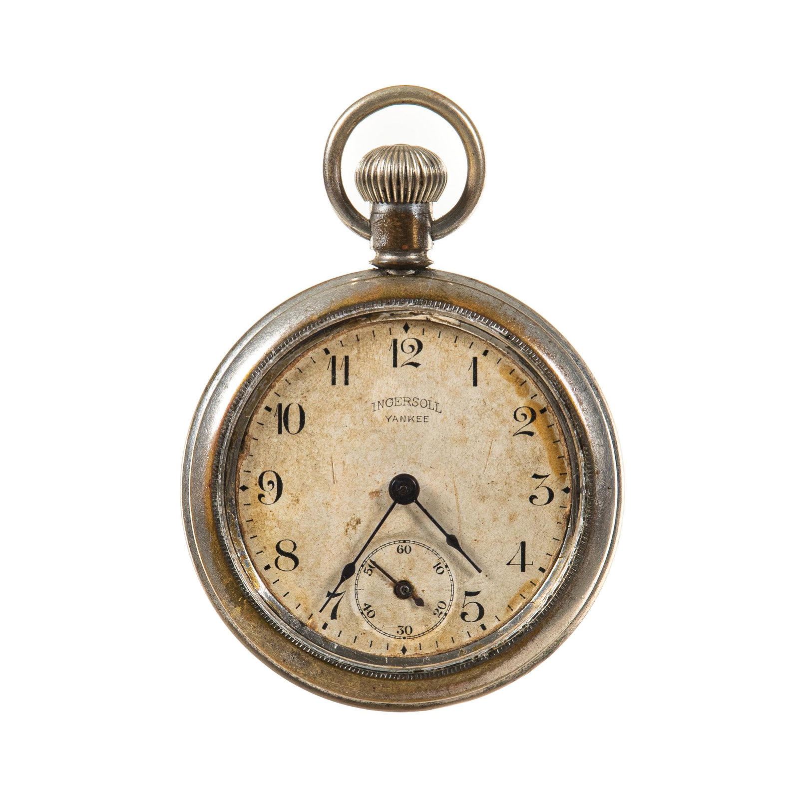 Ingersoll Yankee: 16930295 nickel silver case worn, dial dirty, good old watch, runs