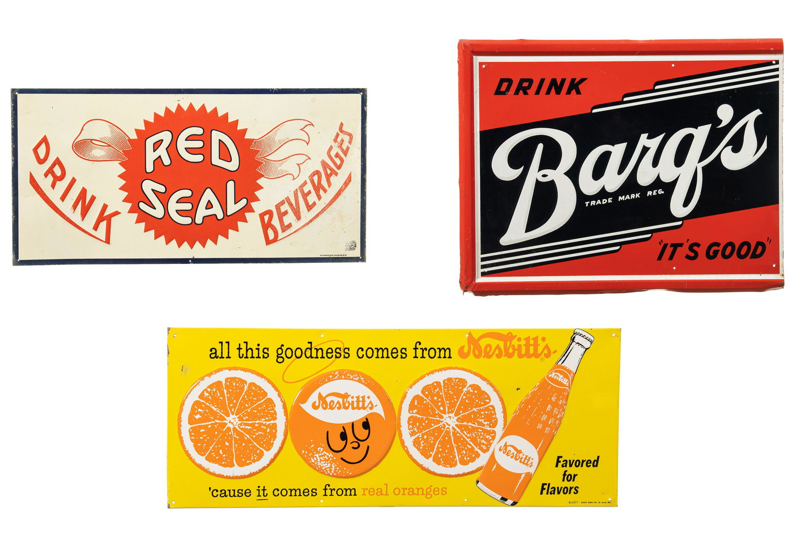 Lot Of 3 Soda Signs Red Seal Nesbitts Barq's (1 of 4)