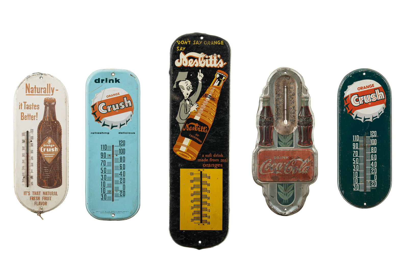 Lot Of 5 Soda Thermometers Orange Crush Coca Cola (1 of 6)