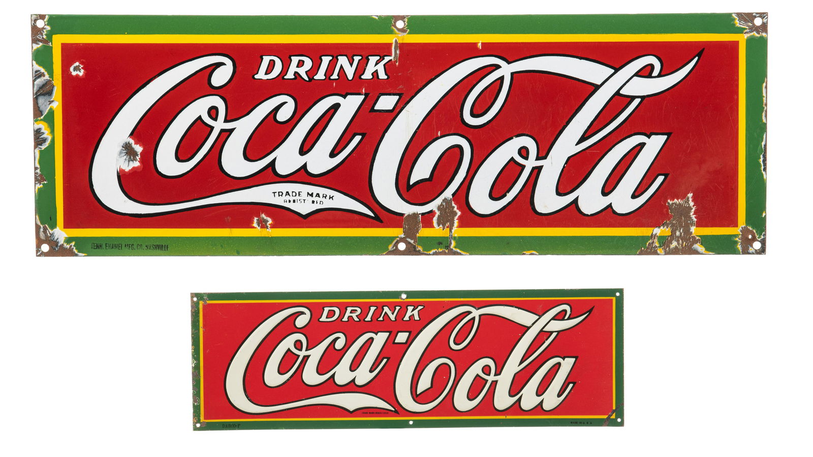 Lot Of 2 Drink Coca Cola Horizontal Signs (1 of 5)