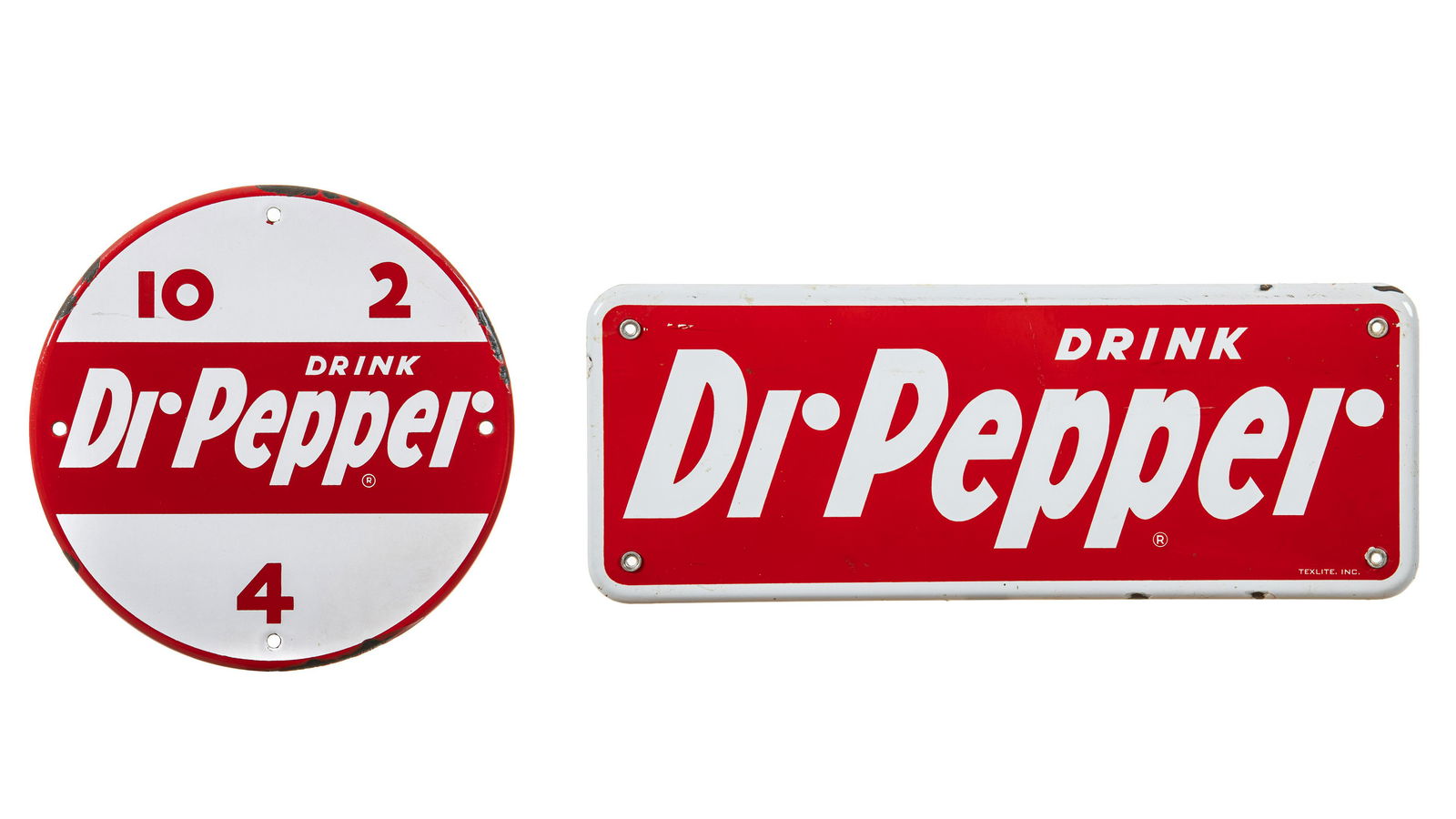 Lot Of 2 Dr. Pepper Signs Round & Horizontal (1 of 3)