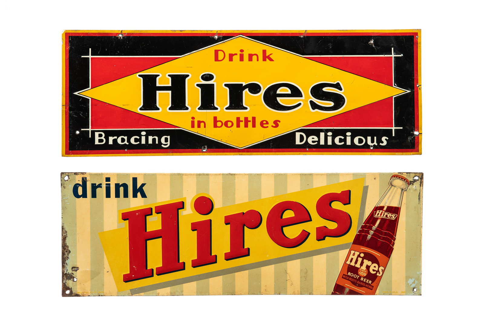 Lot Of 2 Hires Root Beer Horizontal Signs