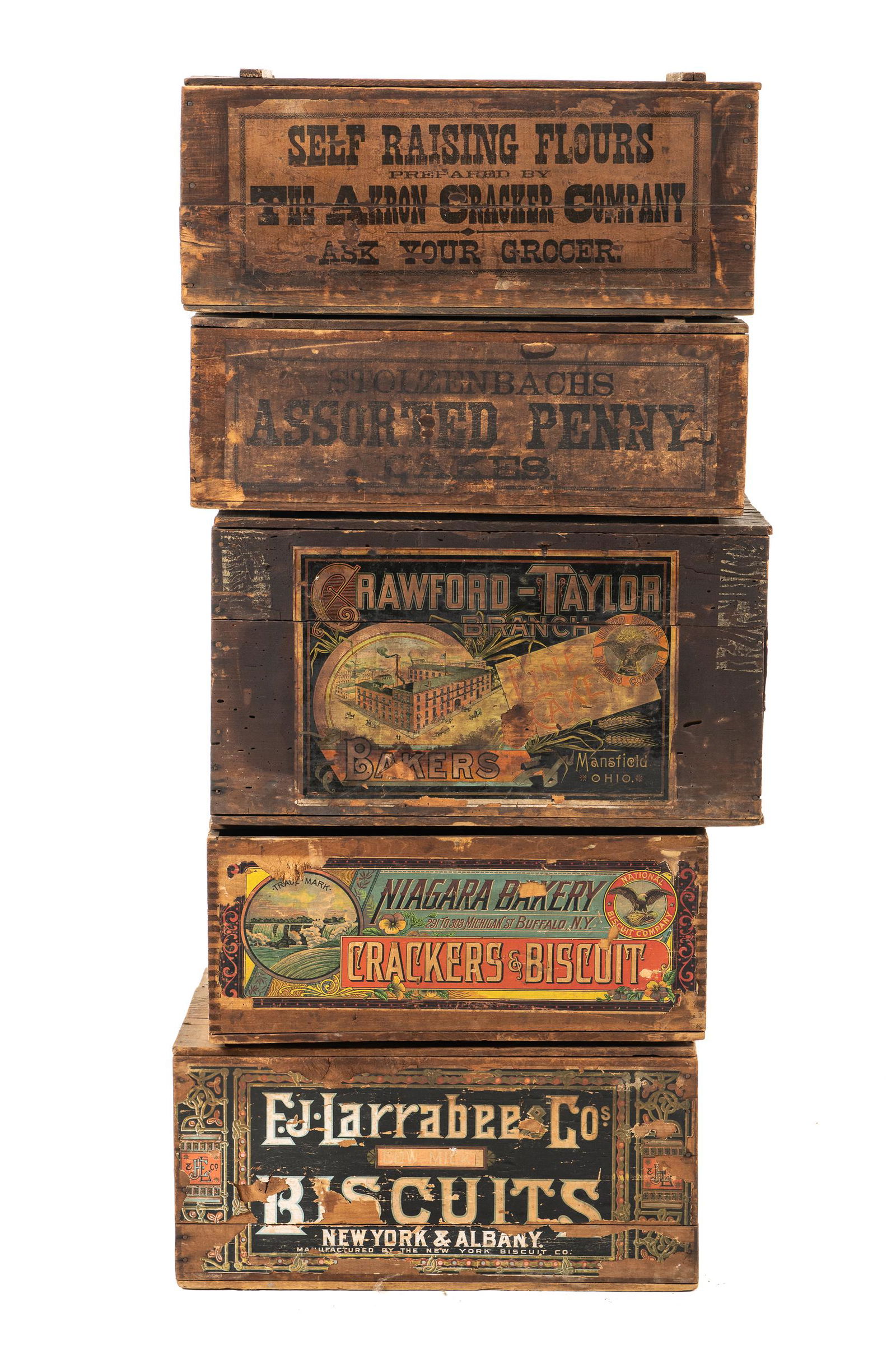 Lot Of 5 Early Wood Crates (1 of 3)