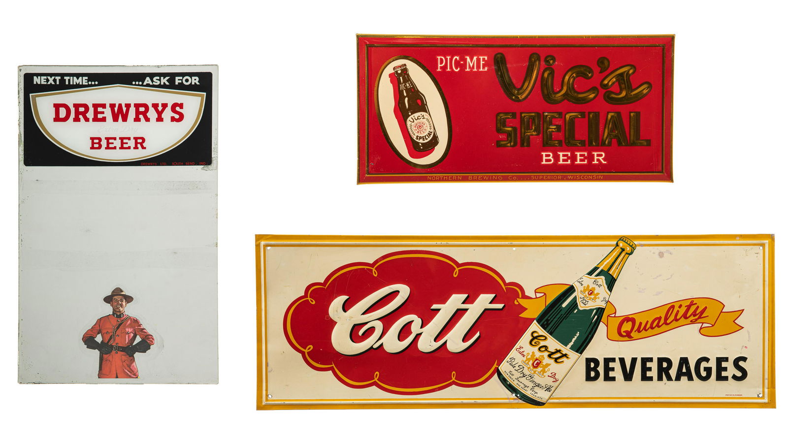 Lot Of 3 Beer & Ginger Ale Signs (1 of 1)