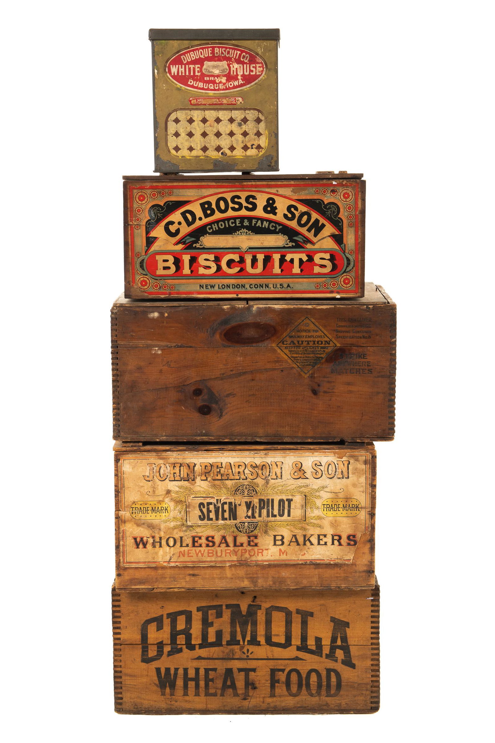 Lot Of 5 Crates & Biscuit Tin (1 of 3)