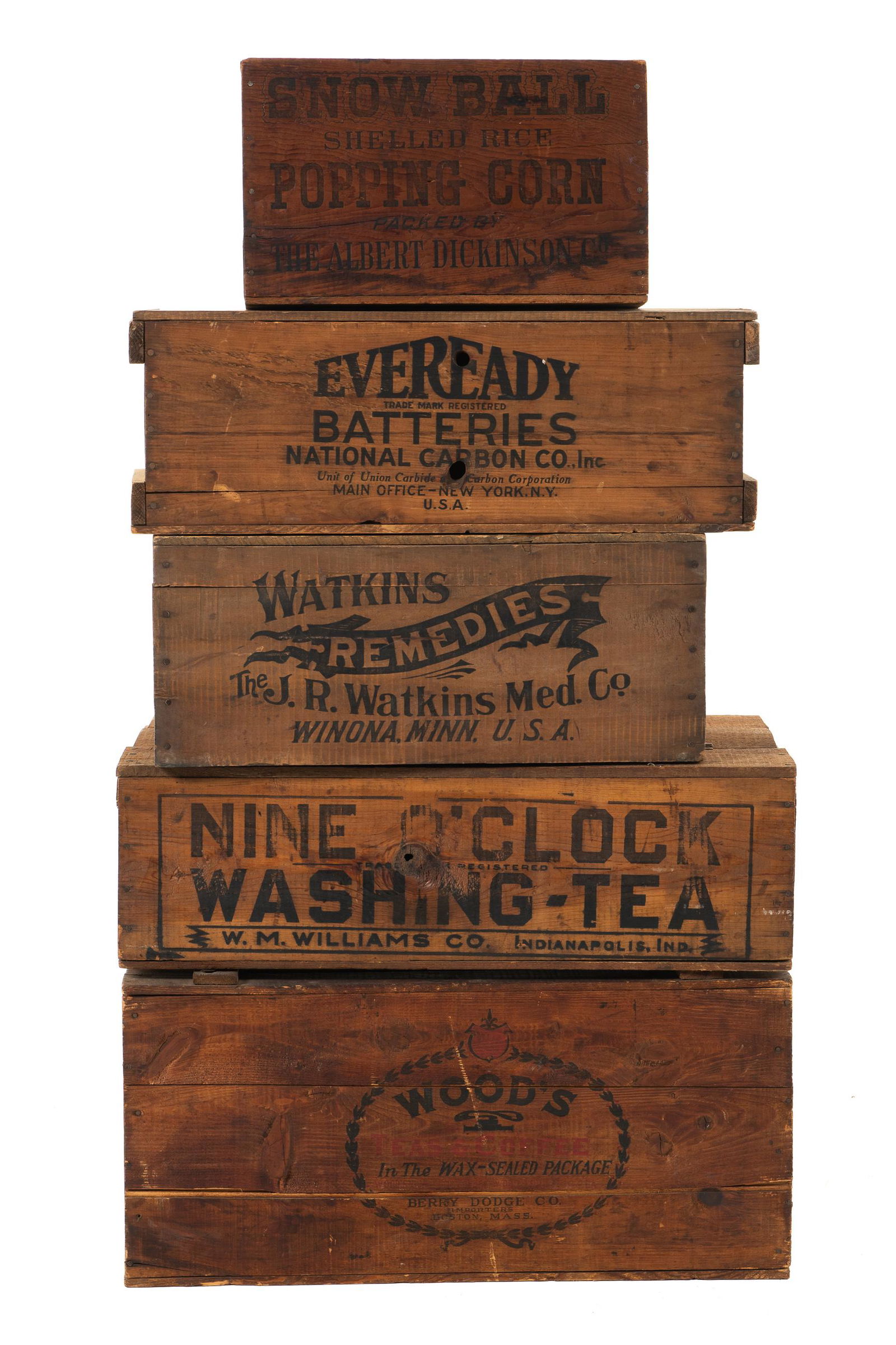 Lot Of 5 Early Wood Crates (1 of 3)