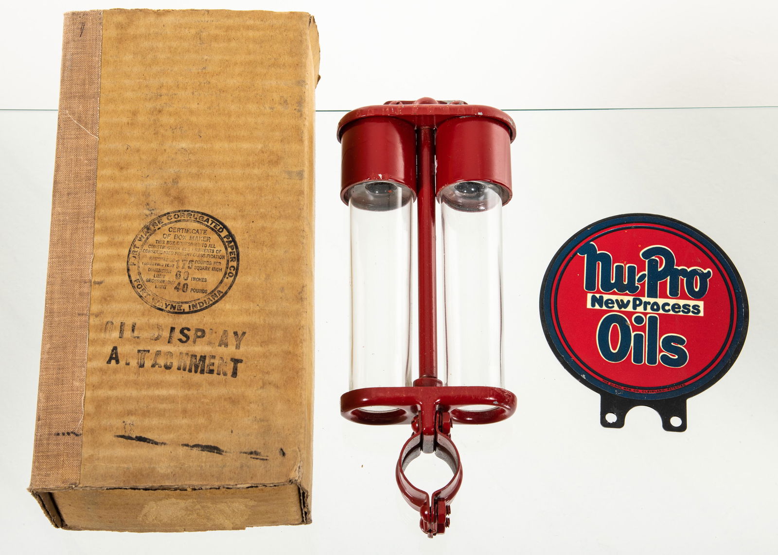 NOS Nu-Pro Oils Paddle Sign & Visi-Guage (1 of 3)