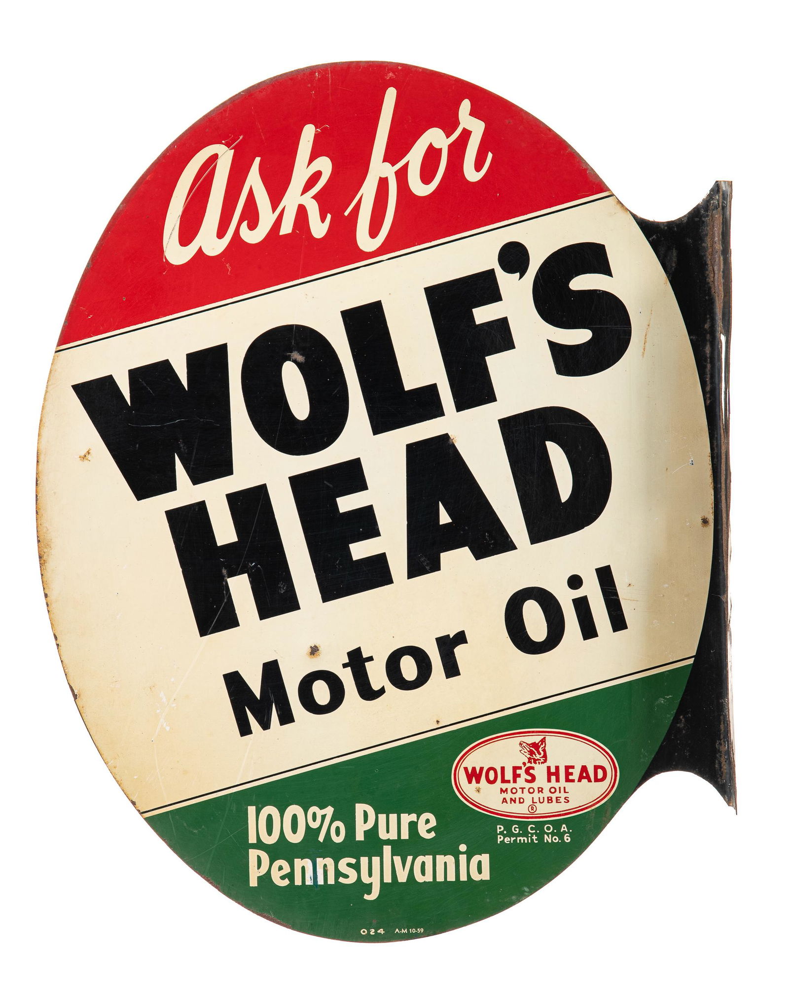 Wolfs Head Motor Oil Flange Sign (1 of 3)