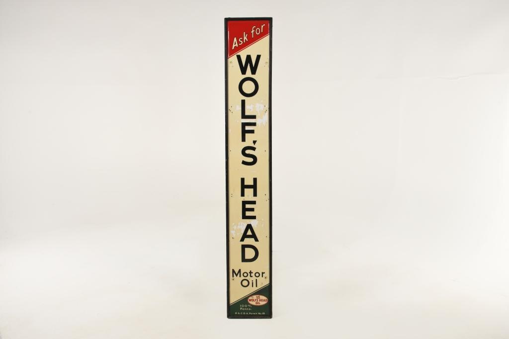 【Co.】WOLF'S HEAD ヴィンテージ看板 Vintage 1976 Wolf's Head Motor Oil Sign - Metal Porcelain
