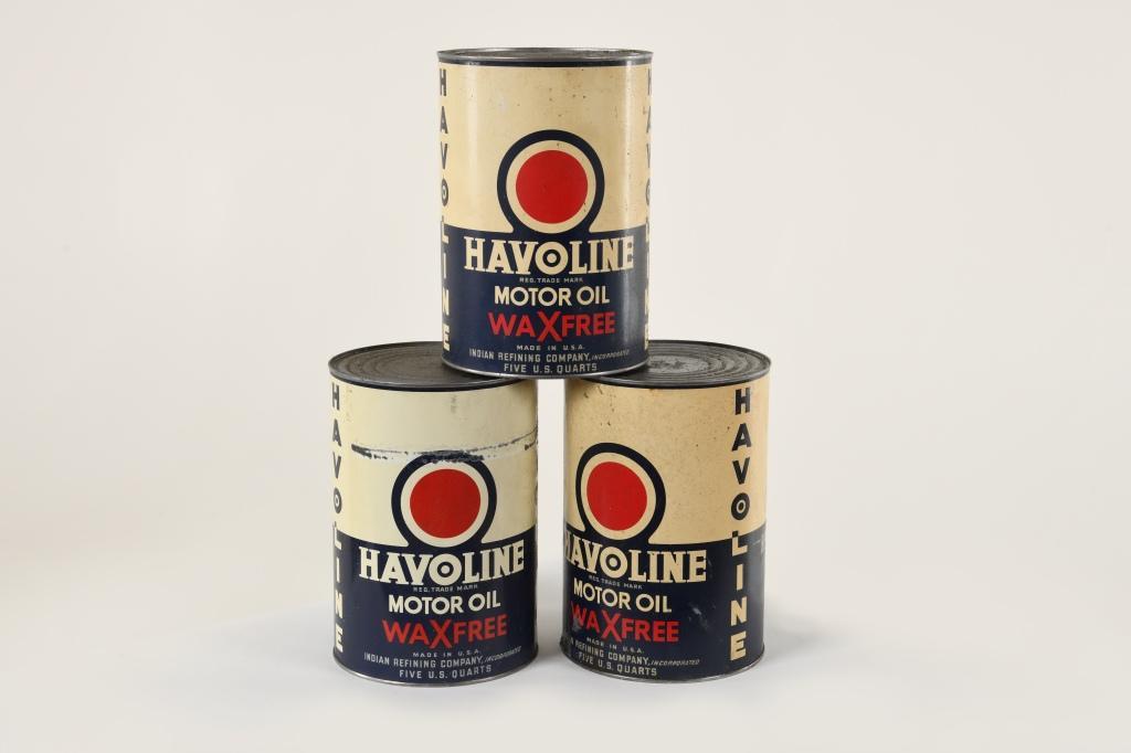 Lot Of 3 Havoline Wax Free 5 Quart Oil Cans (1 of 2)