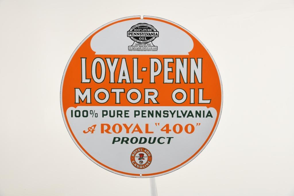 NOS Loyal-Penn Motor Oil "Royal 400 Red Hat" Curb Sign (1 of 2)