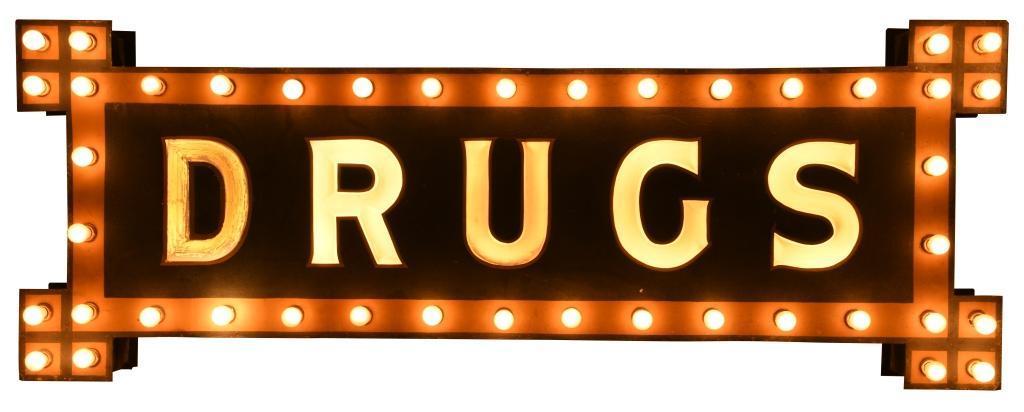 Early Lighted Smaltz Drugs Sign With Milk Glass Letters (1 of 4)