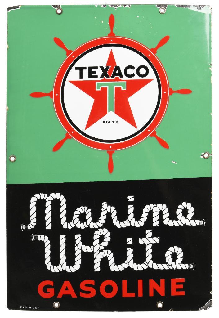 Texaco Marine White Gas Pump Plate (1 of 2)