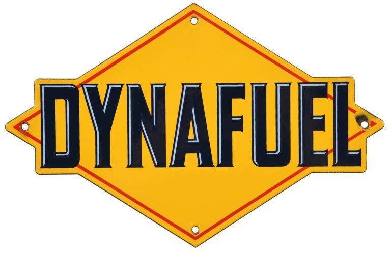 Sunoco Dynafuel Gas Pump Plate: PPP. Fantastic gloss and color with a clean field and minor chipping around mounting holes. Nice pump plate that displays very well. Measures: 8"X12" Rating: 8.75 Est: $300-$600