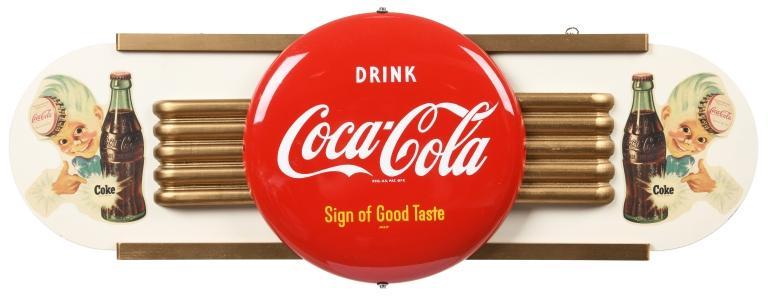 Coca Cola Wood Sign W/Button (1 of 2)
