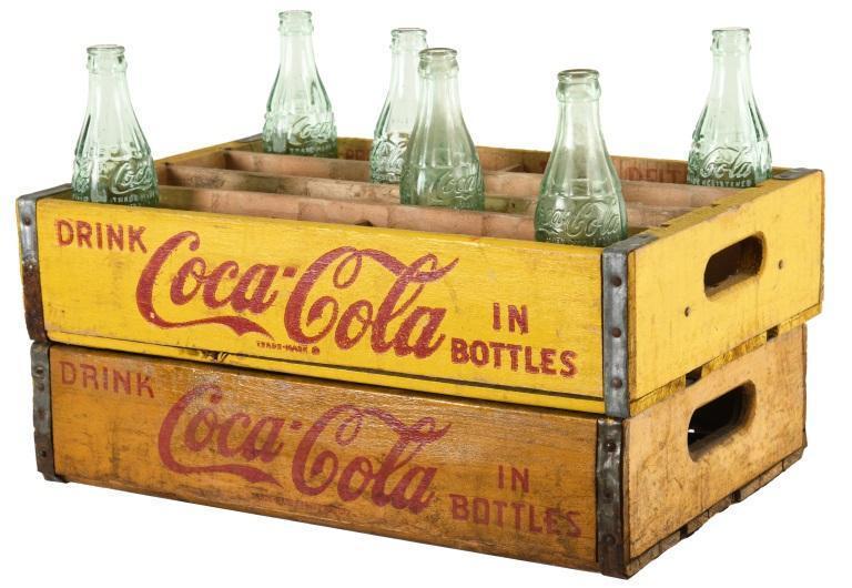 Pair Of Coca Cola Crates W/Six Bottles (1 of 2)