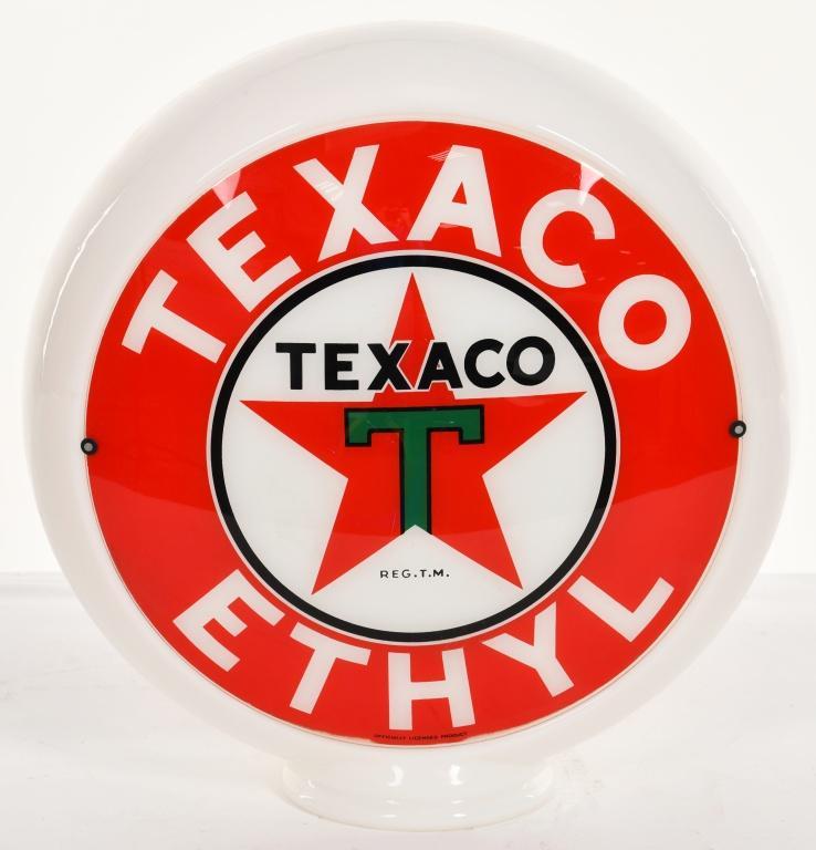 TEXACO GAS PUMP GLOBE: TEXACO GAS PUMP GLOBE. WHITE MILK GLASS CASING. NO CHIPS CRACKS DINGS OR REPAIRS. 