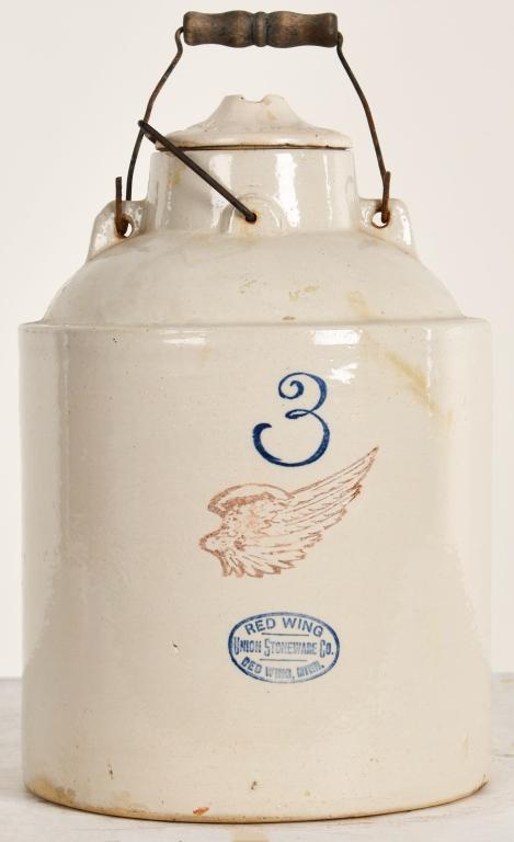 NO. 3 RED WING CROCK WITH LID (1 of 2)