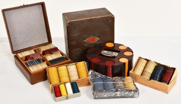ASSORTED VINTAGE POKER CHIP SETS (1 of 1)