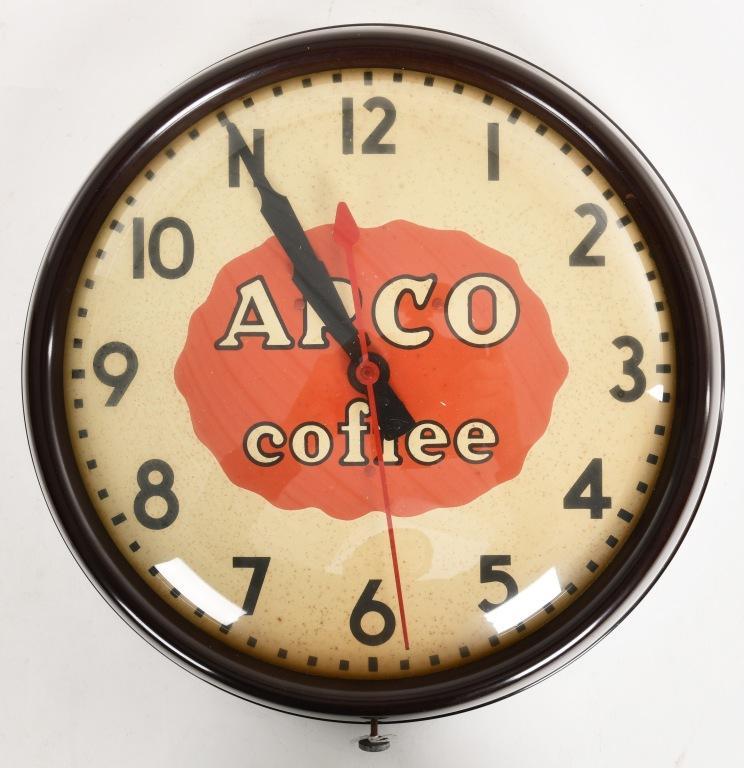 ARCO COFFEE ADVERTISING CLOCK (1 of 2)