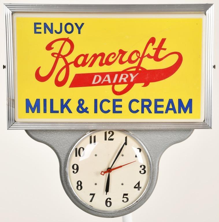 BANCROFT DAIRY ADVERTISING SIGN CLOCK (1 of 2)