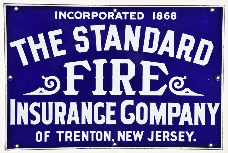 PORCELAIN STANDARD FIRE INSURANCE CO SIGN (1 of 2)