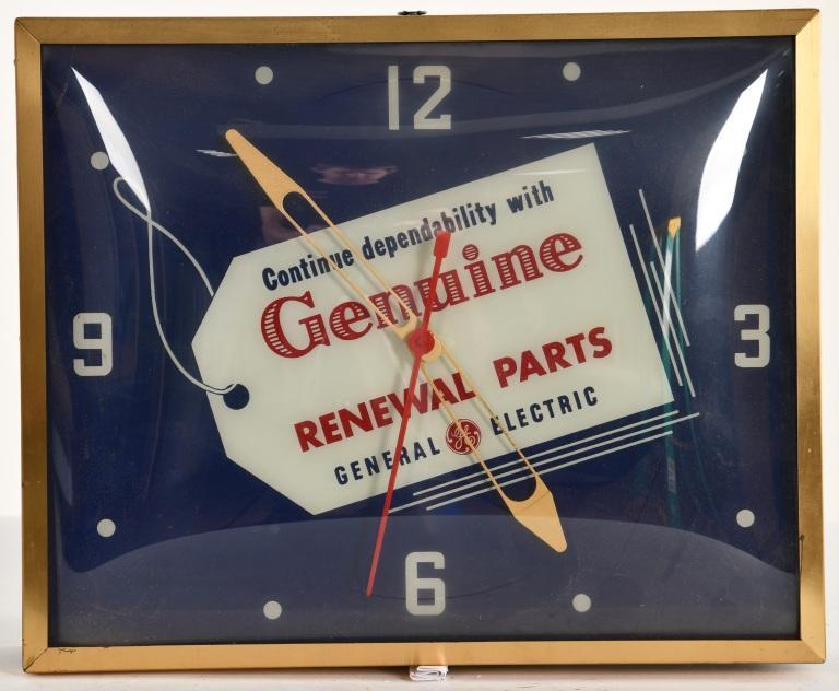 GENERAL ELECTRIC GENUINE PARTS ADVERTISING CLOCK (1 of 3)