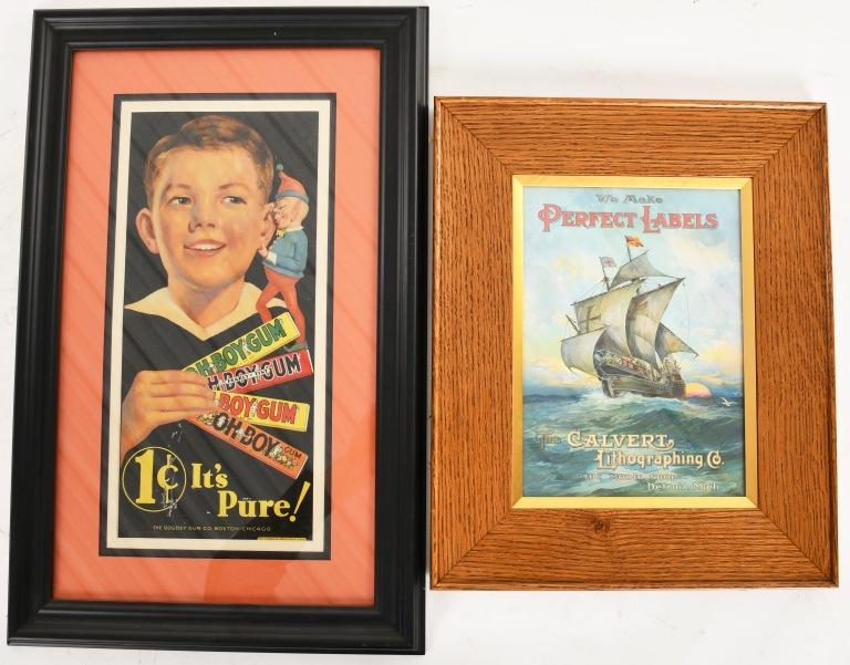 LOT OF 2 FRAMED ADVERTISEMENTS (1 of 2)