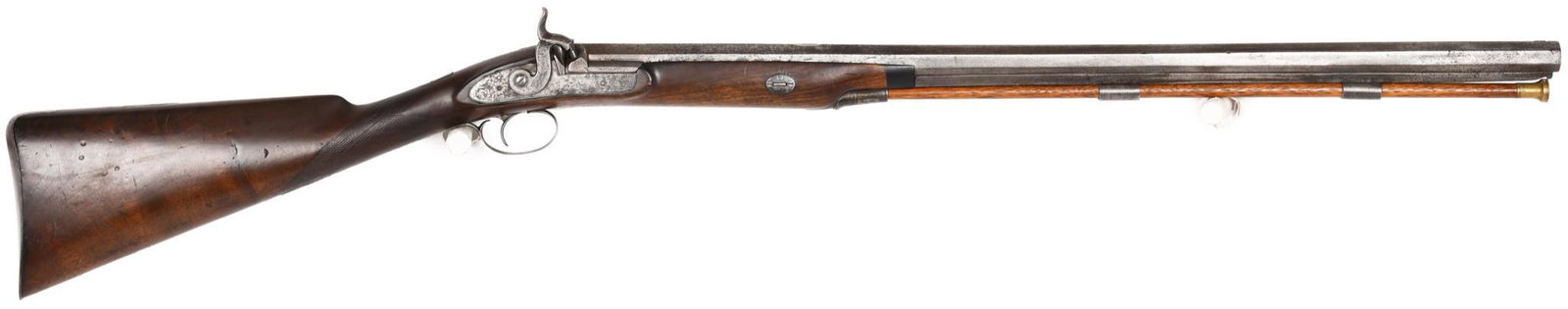 Unknown Maker .75 Caliber Smooth Bore Musket: 29" Barrel. Percussion lock works very well. Looks to be converted from flint lock. Very well made half stock rifle. Early 1800"s vintage.