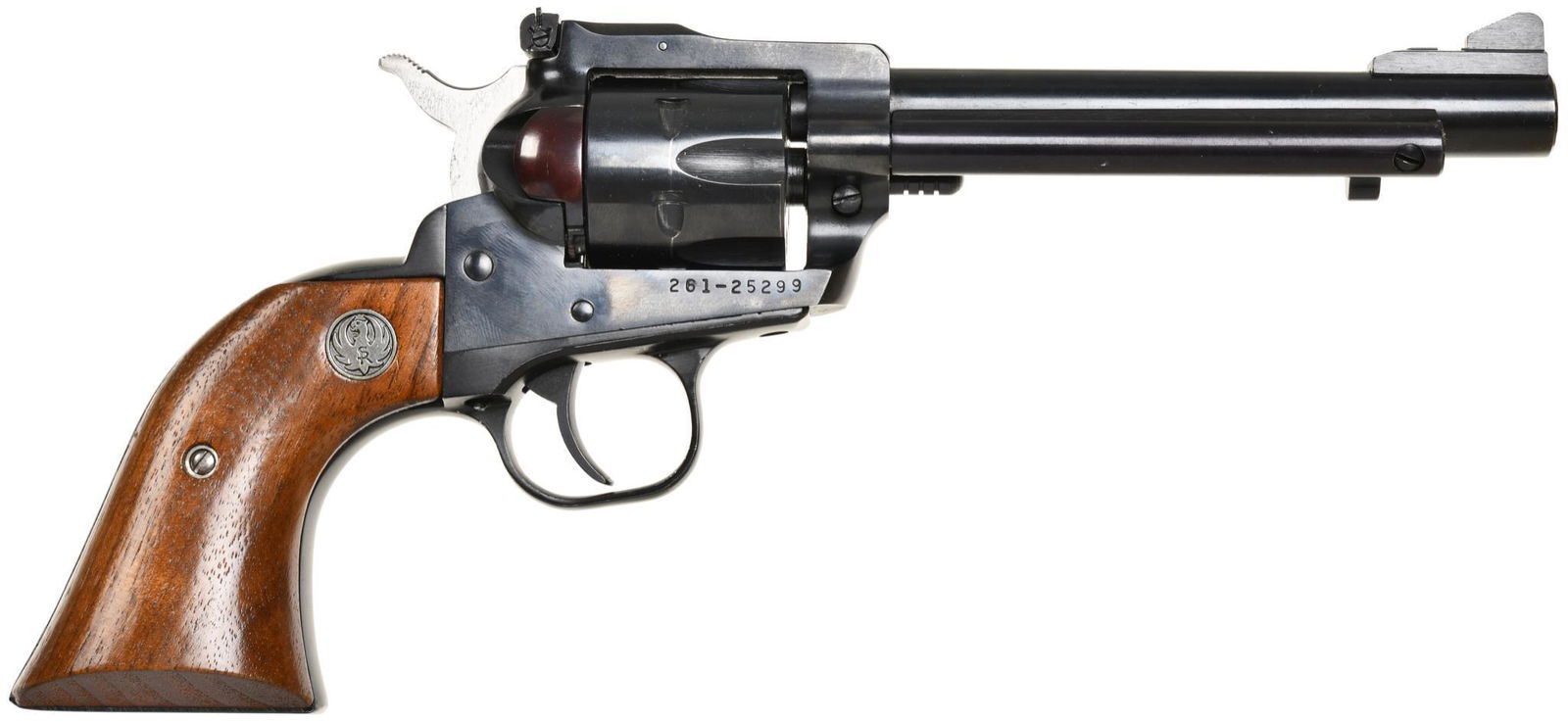 Ruger New Model Single Six .22 Caliber Single Action: 5 1/2" Barrel. 6 shot. Excellent used condition. Has been fired. Very little wear.