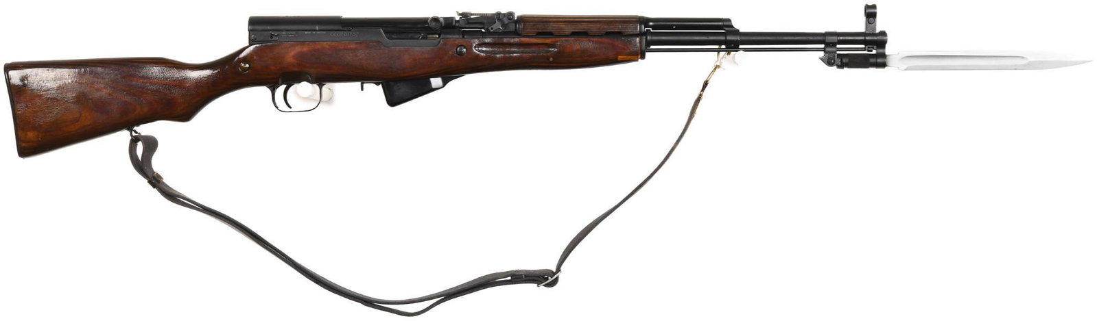 Russian SKS 7.62x39 Semi-Auto Rifle S#: KC3368: Appears to be all matching. Has the arrow and the 5-pointed star mark on top for tula arsenal. Built in 1954. Excellent condition. Has a grey canvas sling which might be East German. Comes in a shippi