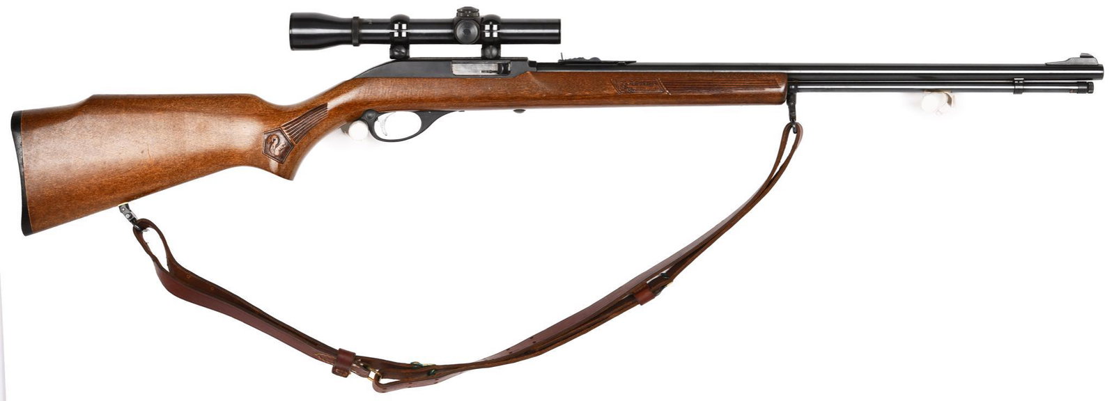 Marlin Model 60 .22 Caliber Semi Auto Rifle S# 21312349: Comes with Weaver scope and leather sling. 