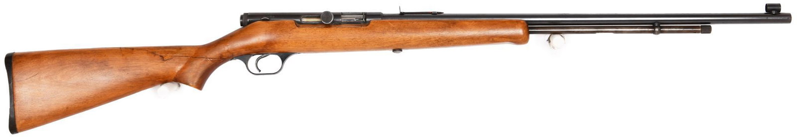 Springfield Model 87A .22 Caliber Semi Auto Rifle: 85% blueing. Handling marks in stock. .22 long only.