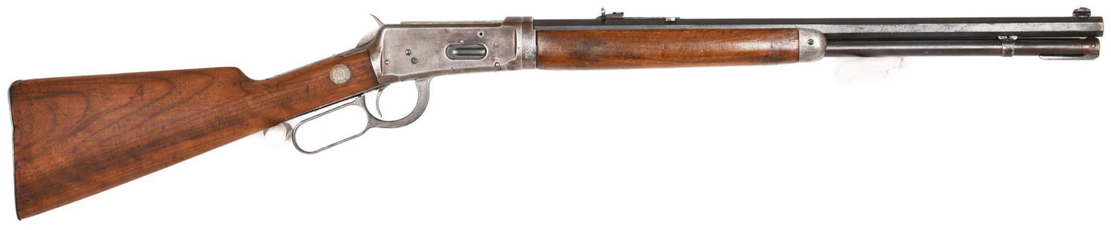 Winchester Model 1894 Lever Action Take Down Rifle: barrel 21 1/8 " clearly cutdown. .30-30 caliber. very little finish left built 1906