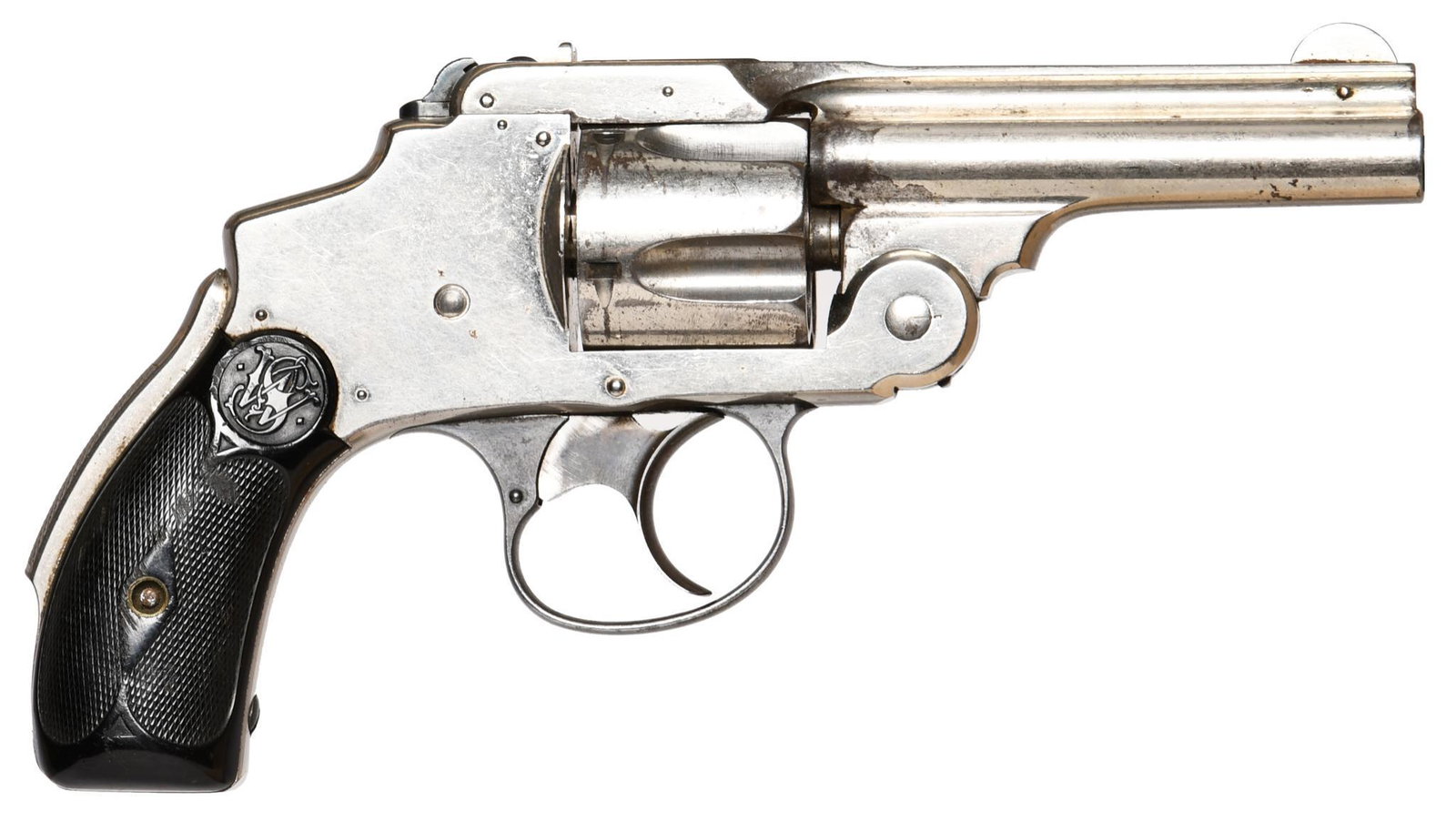 Smith & Wesson antique .38 Double Action Revolver S#: 5 shot 3.25" barrel. Factory grips with some wear. Fully functional.