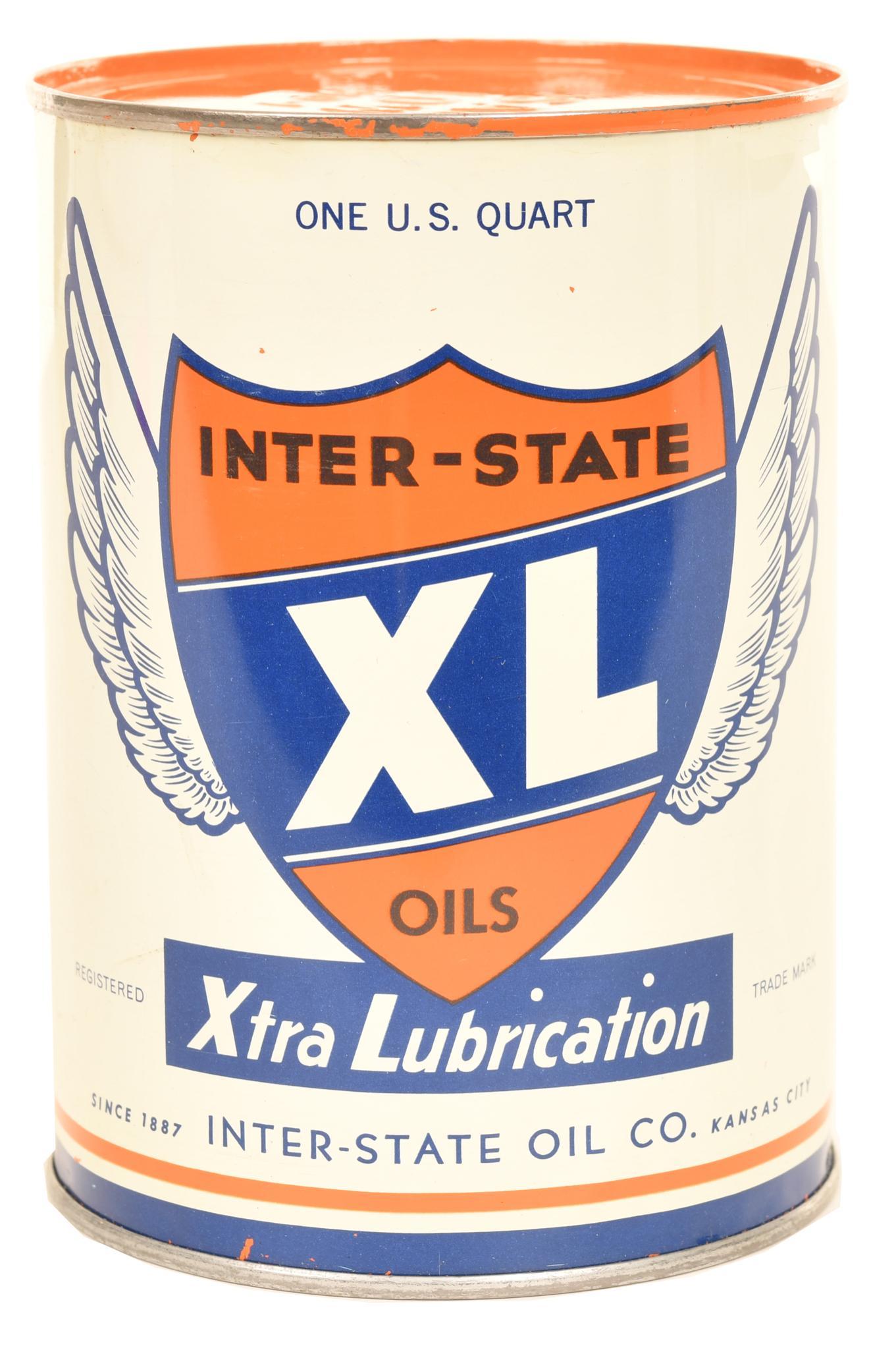XL Motor Oil One Quart Round Metal Can (1 of 2)