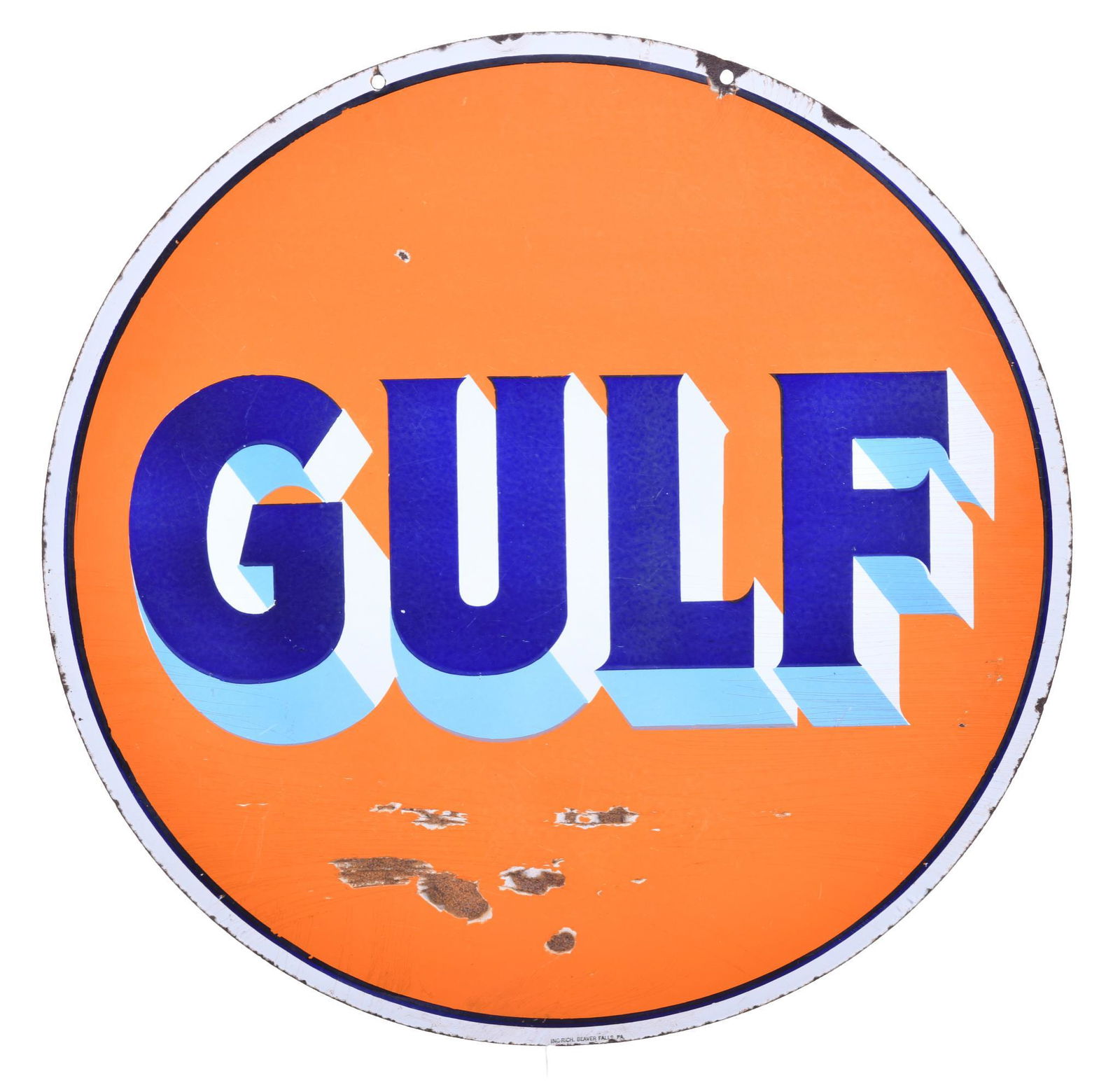 Gulf (blue shaded letters) Porcelain Sign (1 of 2)