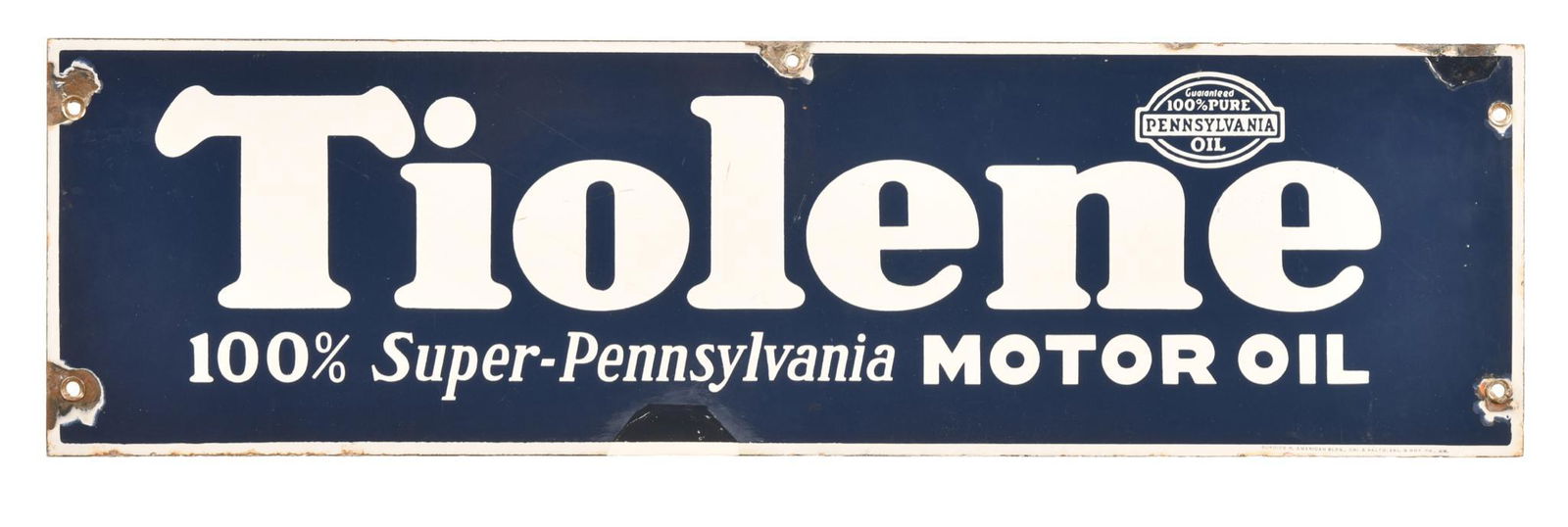 Tiolene "100% Super-Pennsylvania Motor Oil" Porcelain (1 of 2)