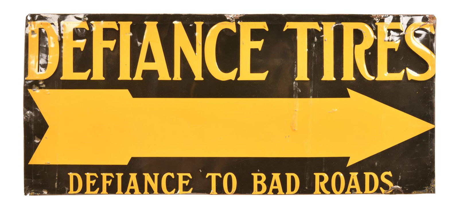 Defiance Tires "Defiance to Bad Roads" Metal sign (1 of 2)