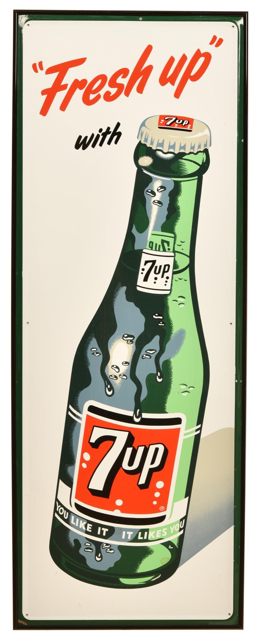 "Fresh up" with 7up & bottle Metal Sign (1 of 2)